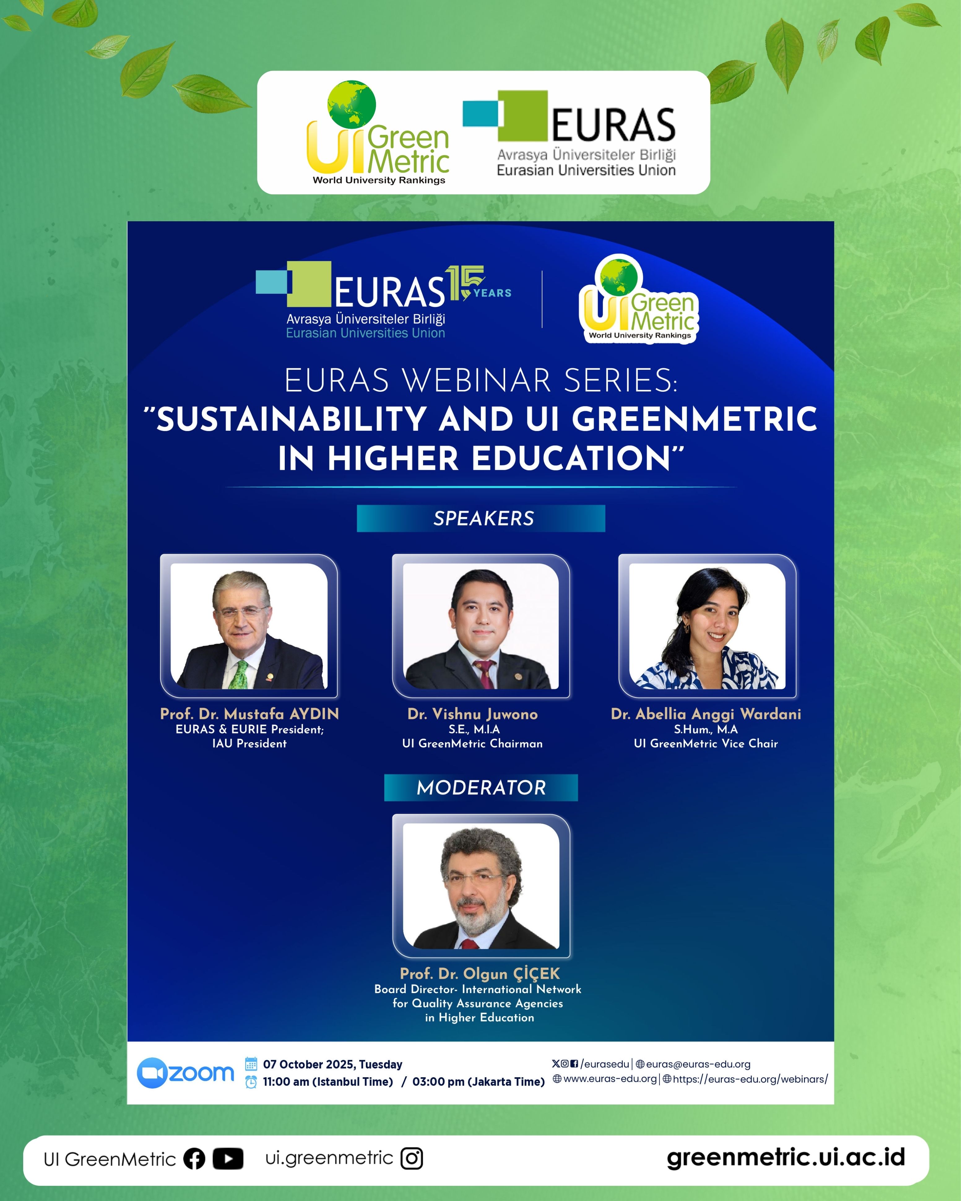 Strengthening Global Collaboration for Sustainable Universities: EURAS Webinar with UI GreenMetric