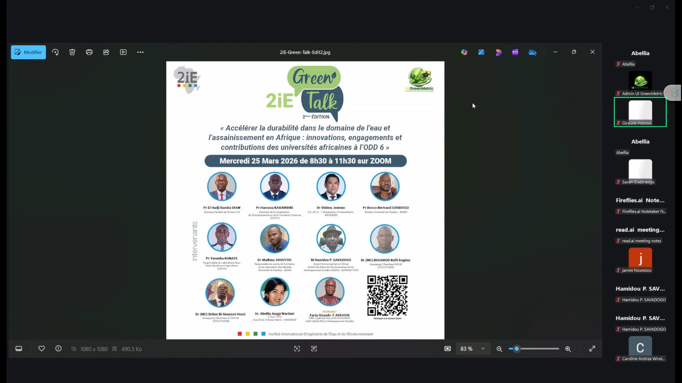 2iE and UI GreenMetric Webinar Advances Regional Water Conservation through Academic Synergy