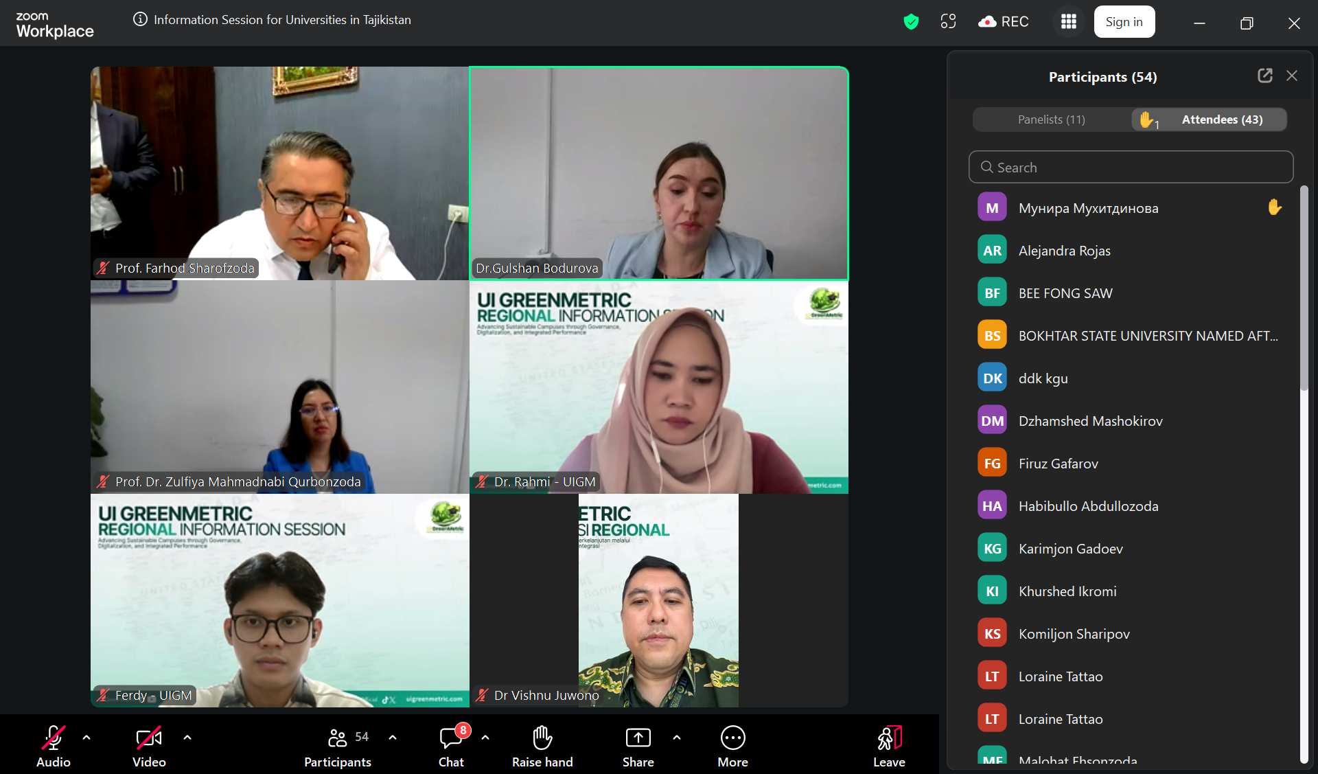 UI GreenMetric Hosts 12th Regional Information Session for Universities in Tajikistan to Advance Sustainable Campus Development