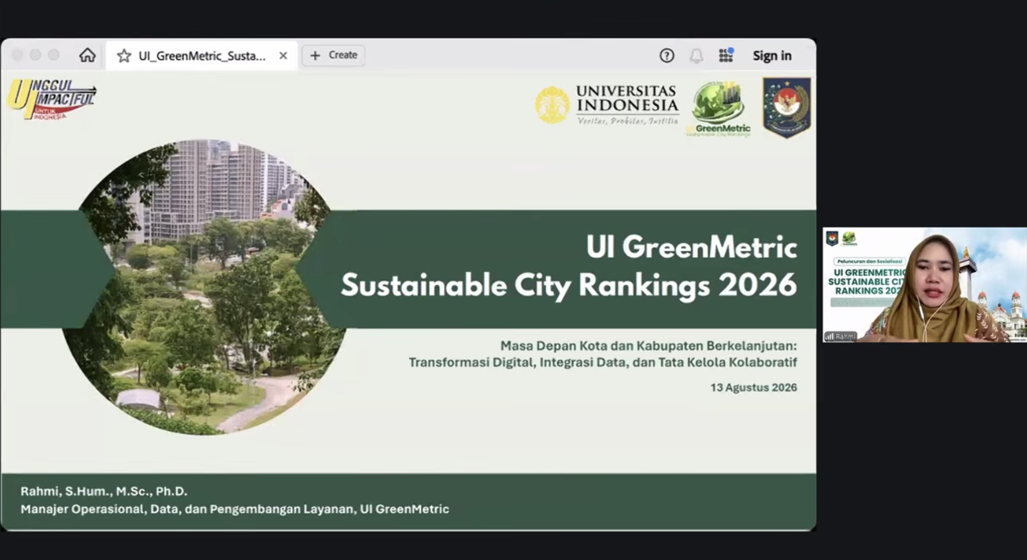 UI GreenMetric Launches Sustainable City Rankings 2026 to Advance Inclusive, Resilient, and Data-Driven Cities