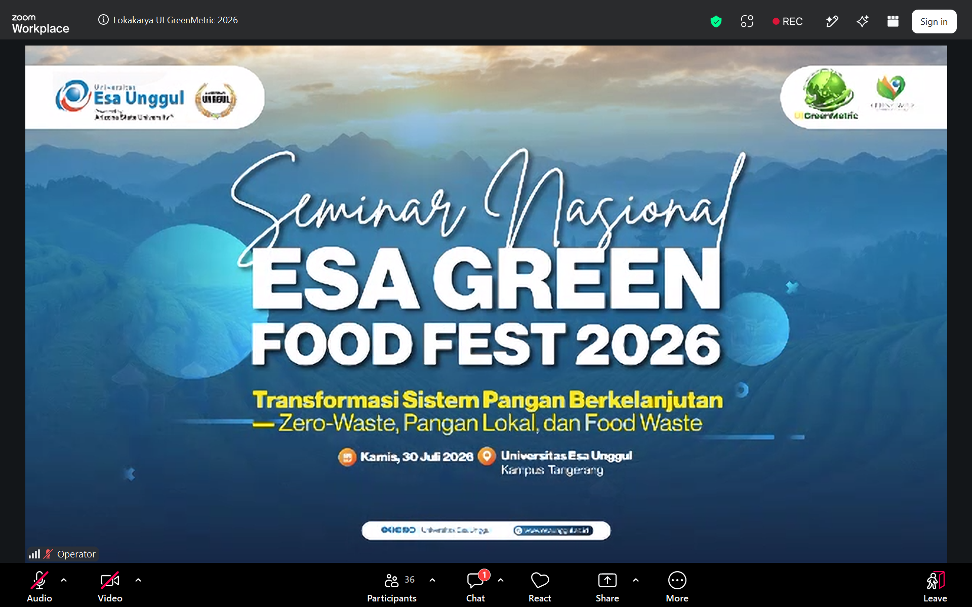 UI GreenMetric and Universitas Esa Unggul Promote Sustainable Food Systems Through ESA Green Food Fest 2026